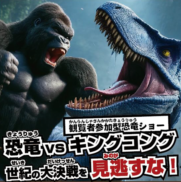 5月5日(火)開催！「恐竜と巨大コング対決ショー」（観覧無料）／枚方紫峰霊苑
