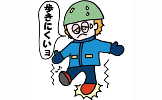 ⑦雪の上は不安定で歩きにくい
